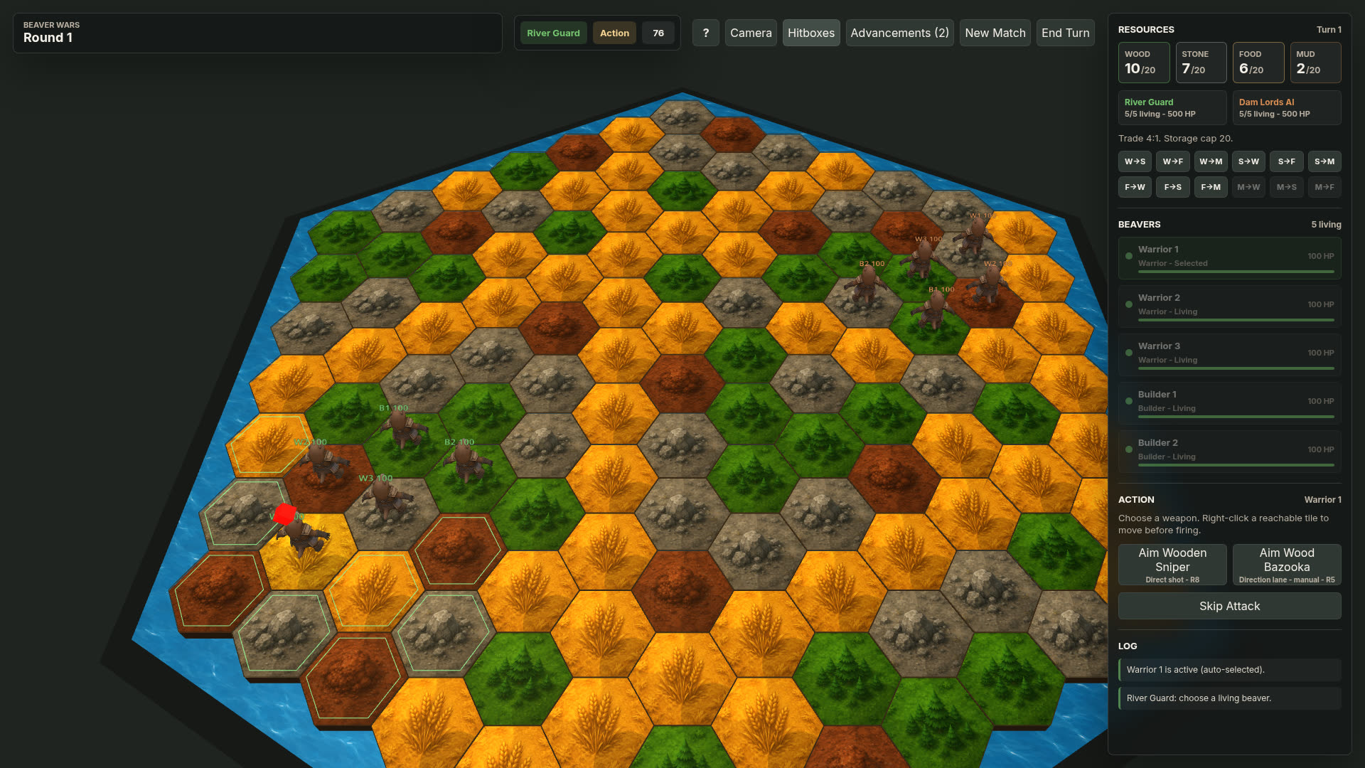 May 1, 2026: textured beaver models on a wheat, pine, rock, and mud resource-atlas board