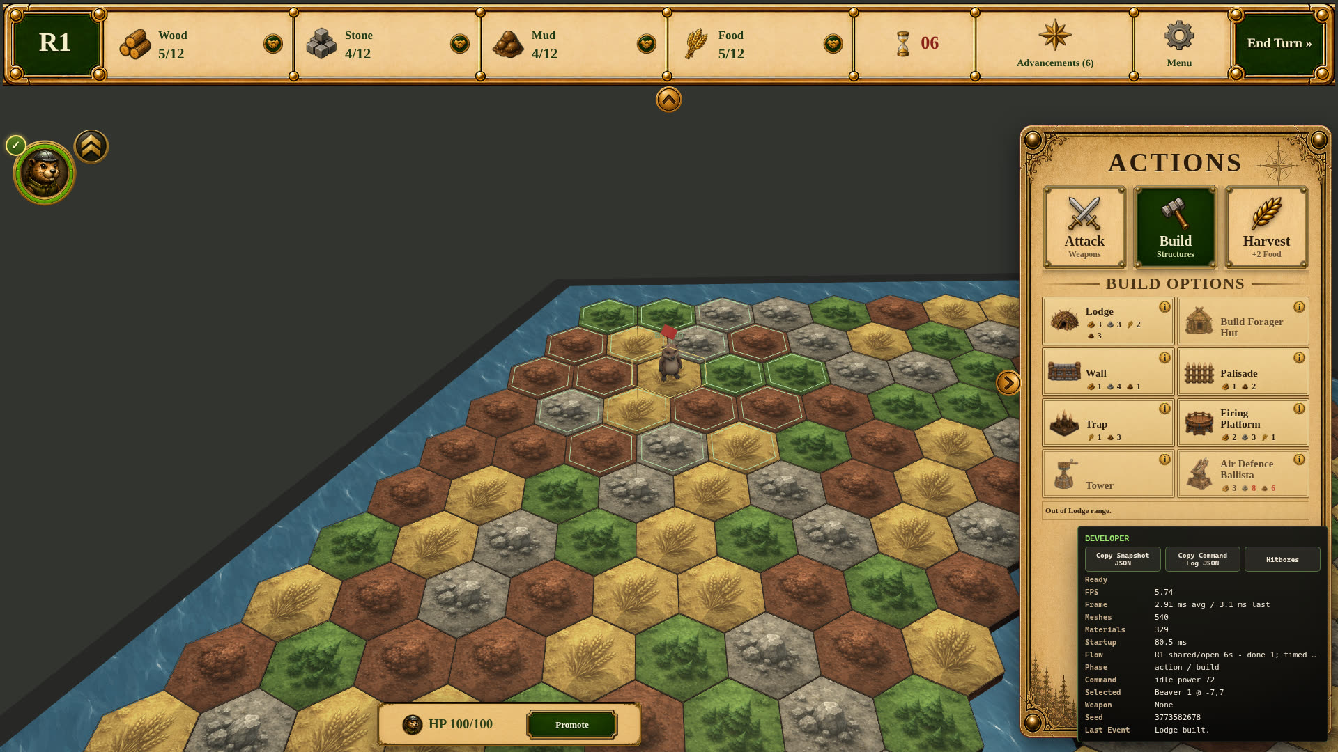 July 29, 2026: compact custom models, a lodge, parchment actions panel, and a profession beaver